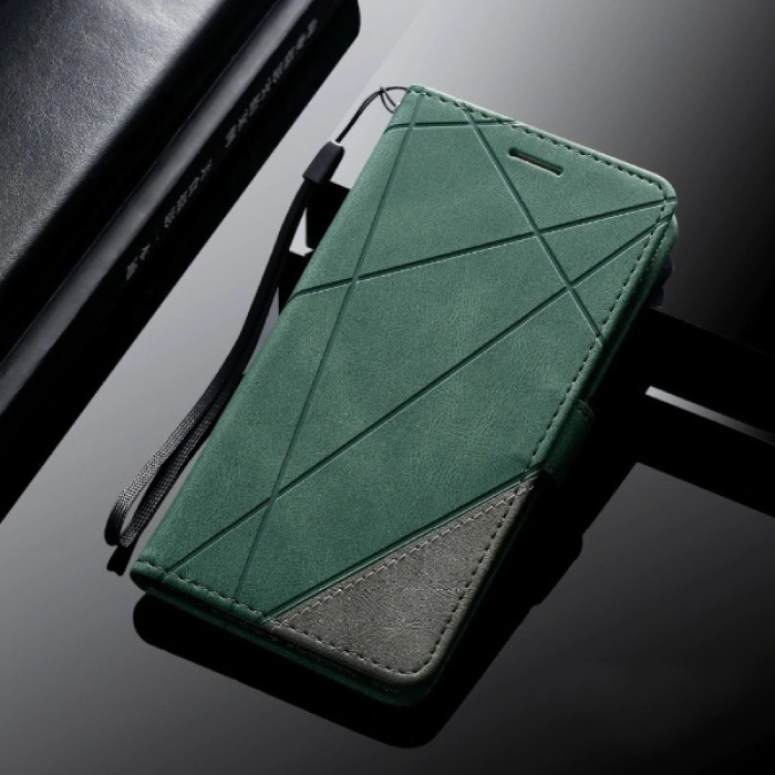 Samsung Galaxy S7 - Custodia a portafoglio in pelle con copertina rigida Custodia a portafoglio verde