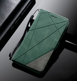 Stuff Certified® Samsung Galaxy S7 Edge - Custodia a portafoglio in pelle con custodia a conchiglia Custodia verde