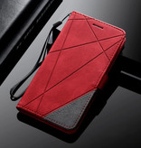 Stuff Certified® Samsung Galaxy S7 - Custodia a portafoglio in pelle con custodia a conchiglia Custodia a portafoglio rossa