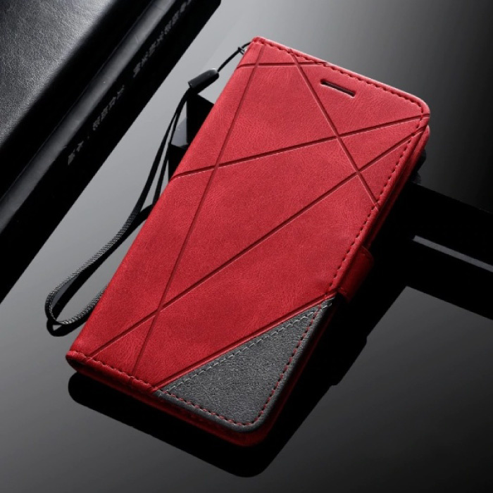Samsung Galaxy S7 - Leder Geldbörse Flip Case Cover Hülle Brieftasche Rot