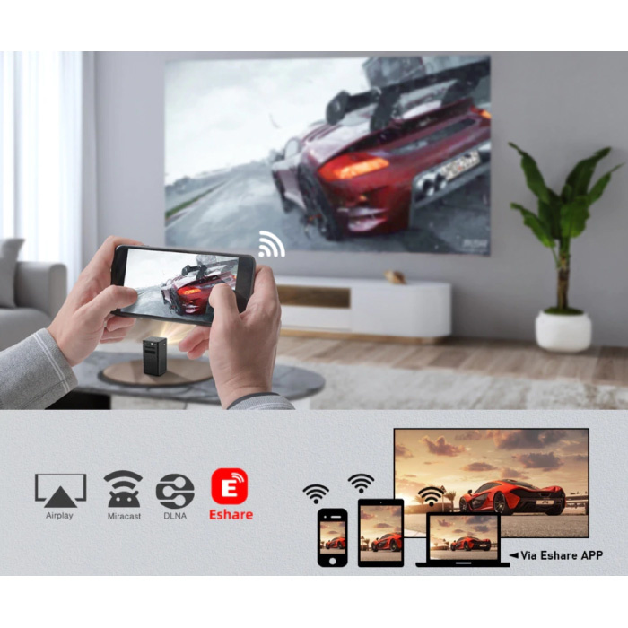 BYINTEK P20 LED Mini Projector met 5200mAh Batterij - Beamer Home Media Speler Zwart