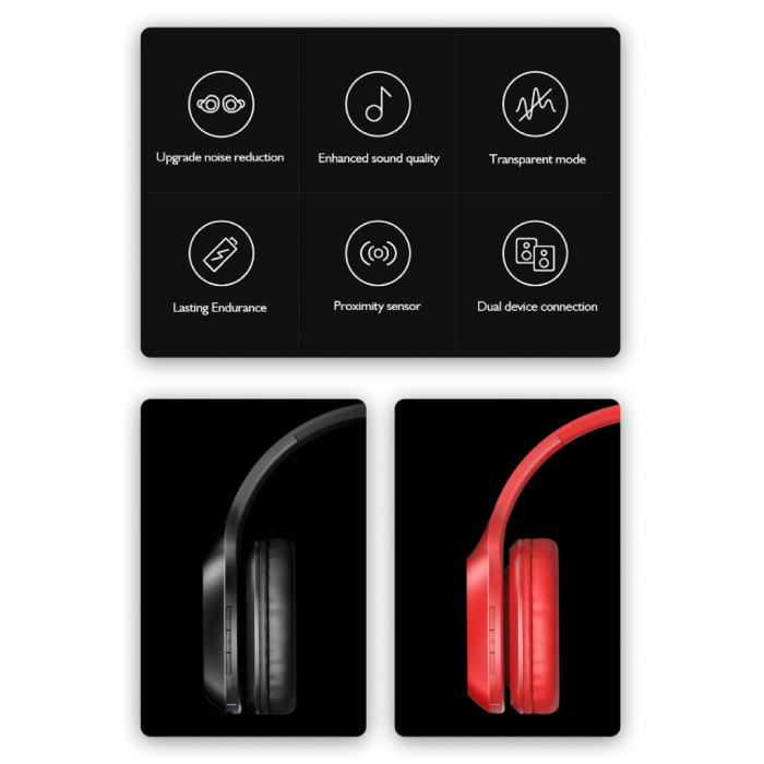 Lenovo Cuffie Bluetooth HD100 con connessione AUX - Cuffie con microfono Cuffie DJ rosse