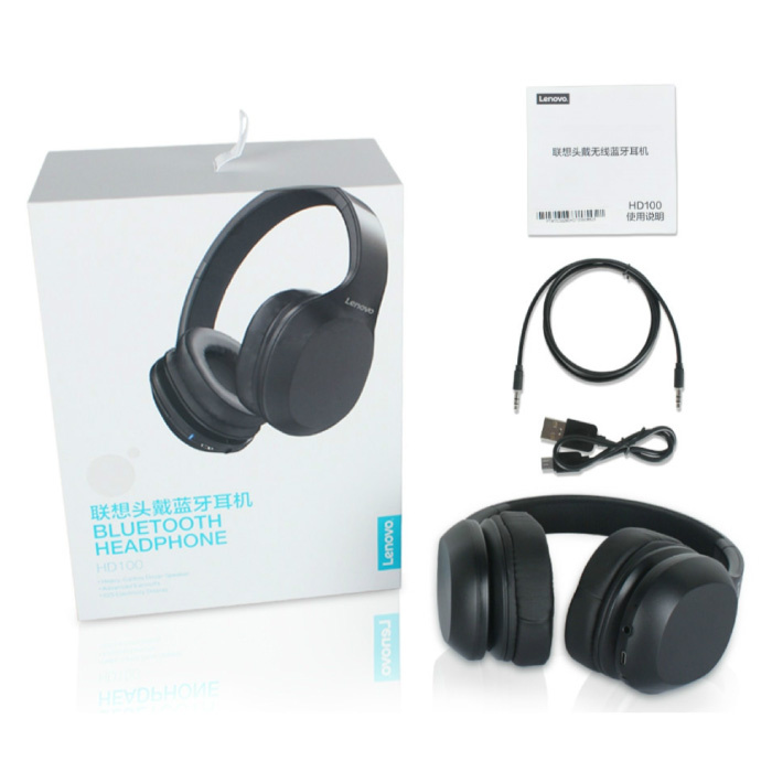 Lenovo Cuffie Bluetooth HD100 con connessione AUX - Cuffie con microfono Cuffie DJ rosse