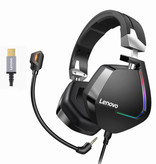 Lenovo H402 Gaming Headphones with 7.1 Surround Sound - USB Connection Headset with Microphone DJ Headphones Black