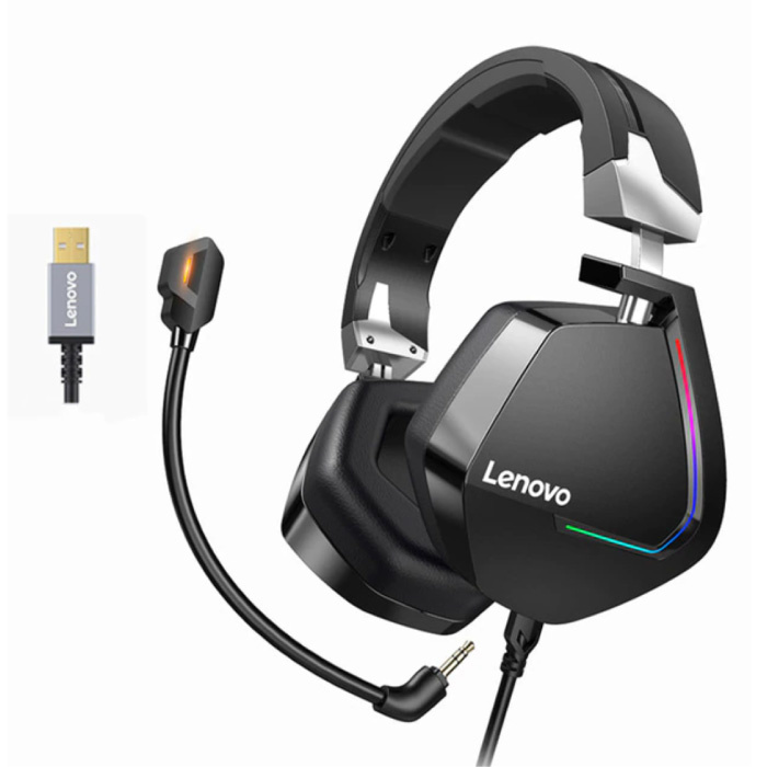 H402 Gaming Headphones with 7.1 Surround Sound - USB Connection Headset with Microphone DJ Headphones Black