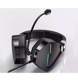 Lenovo Casque de jeu H402 avec son surround 7.1 - Casque de connexion USB avec microphone Casque DJ Noir