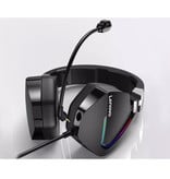 Lenovo H402 Gaming Koptelefoon met 7.1 Surround Sound - USB Aansluiting Headset met Microfoon DJ Headphones Zwart