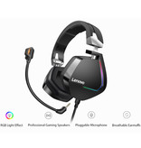 Lenovo H402 Gaming Headphones with 7.1 Surround Sound - USB Connection Headset with Microphone DJ Headphones Black