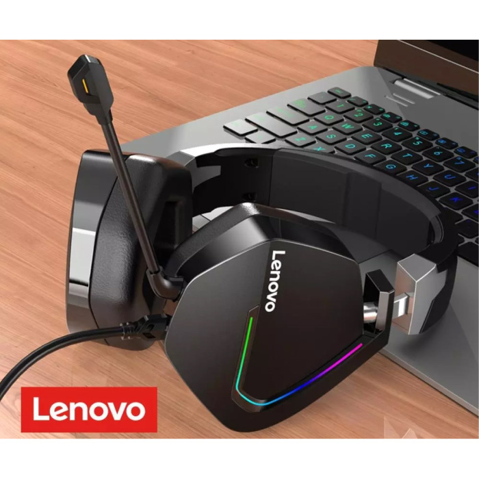 Lenovo Cuffie da gioco H402 con connessione USB e AUX - Cuffie con microfono Cuffie DJ nere