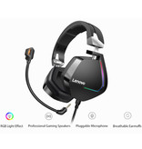 Lenovo H402 Gaming Headphones with USB and AUX Connection - Headset with Microphone DJ Headphones Black