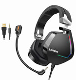 Lenovo H402 Gaming Headphones with USB and AUX Connection - Headset with Microphone DJ Headphones Black