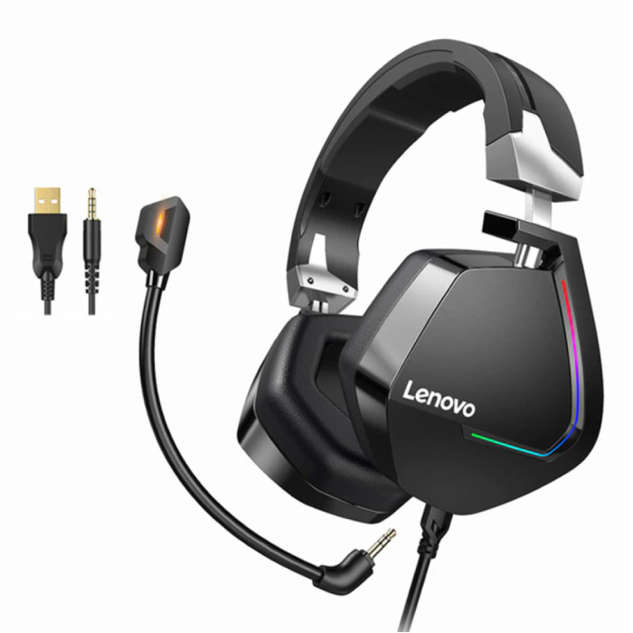 Casque de jeu H402 avec connexion USB et AUX - Casque avec microphone Casque DJ Noir