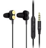 Lenovo H102 Oordopjes met Microfoon en Controls - 3.5mm AUX Oortjes Volumebeheer Wired Earphones Oortelefoon Zwart