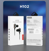 Lenovo Słuchawki douszne H102 z mikrofonem i elementami sterującymi - Słuchawki AUX 3,5 mm Regulacja głośności Słuchawki przewodowe Słuchawki czarne