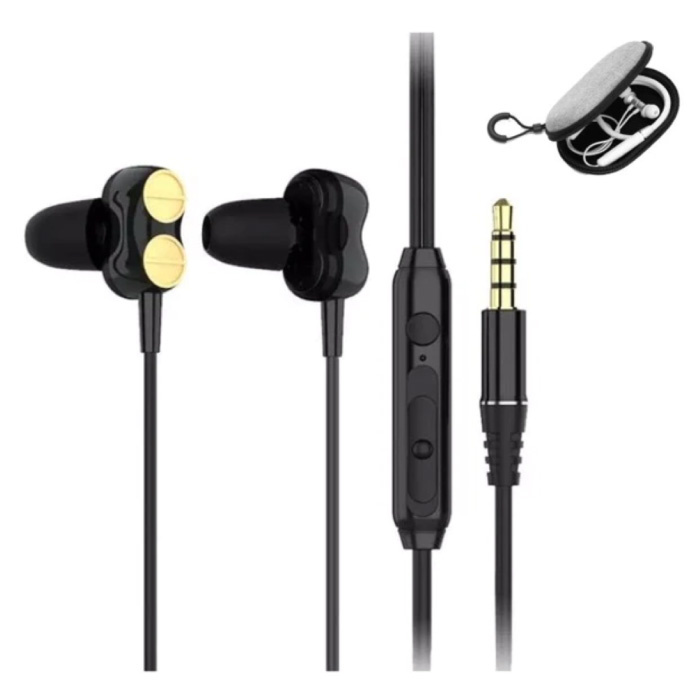 Auriculares H102 con bolsa de almacenamiento - Micrófono y controles - Auriculares AUX de 3,5 mm Control de volumen Auriculares con cable Auricular Negro