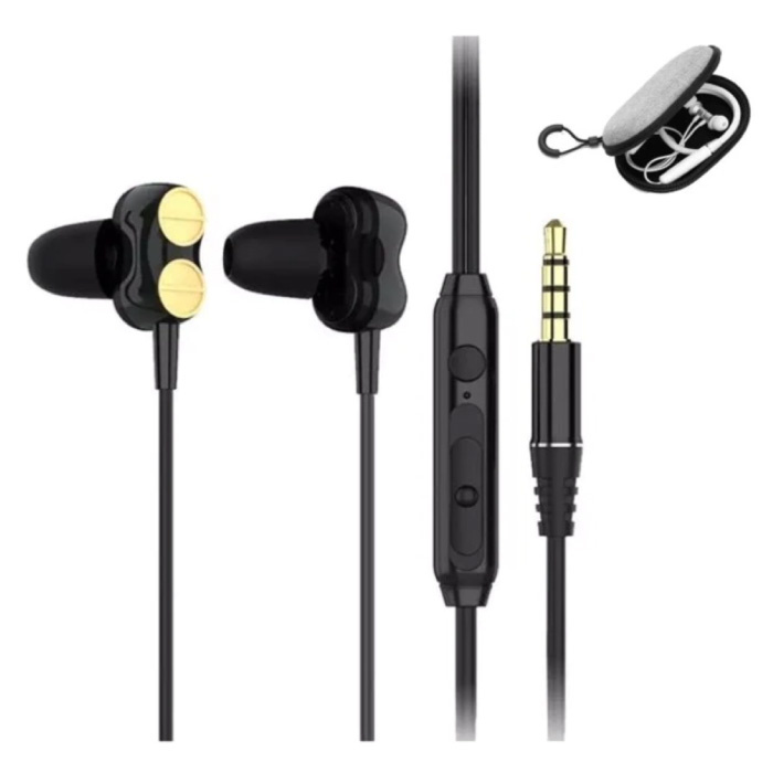 H102 Earbuds with Storage Bag - Microphone and Controls - 3.5mm AUX Earpieces Volume Control Wired Earphones Earphone Black