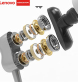 Lenovo H102 Oordopjes met Opbergtasje - Microfoon en Controls - 3.5mm AUX Oortjes Volumebeheer Wired Earphones Oortelefoon Zwart