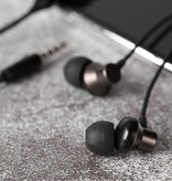 Lenovo H130 Oordopjes met Opbergtasje - Microfoon en Controls - 3.5mm AUX Oortjes Volumebeheer Wired Earphones Oortelefoon Zwart