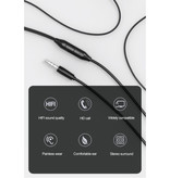 Lenovo H130 Oordopjes met Opbergtasje - Microfoon en Controls - 3.5mm AUX Oortjes Volumebeheer Wired Earphones Oortelefoon Zwart