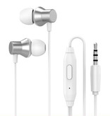 Lenovo H130 Earphones with Storage Bag - Microphone and Controls - 3.5mm AUX Earpieces Volume Control Wired Earphones Earphone White