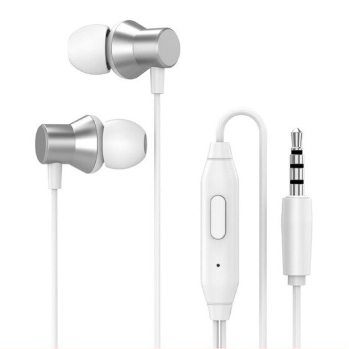 H130 Oordopjes met Opbergtasje - Microfoon en Controls - 3.5mm AUX Oortjes Volumebeheer Wired Earphones Oortelefoon Wit