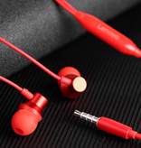 Lenovo H130 Earbuds with Storage Bag - Microphone and Controls - 3.5mm AUX Earpieces Volume Control Wired Earphones Earphone Red