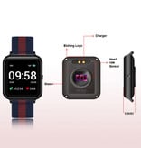 Lenovo Smartwatch S2 z dodatkowym paskiem - Fitness Sport Activity Tracker Zegarek z żelem krzemionkowym Android niebiesko-czerwony