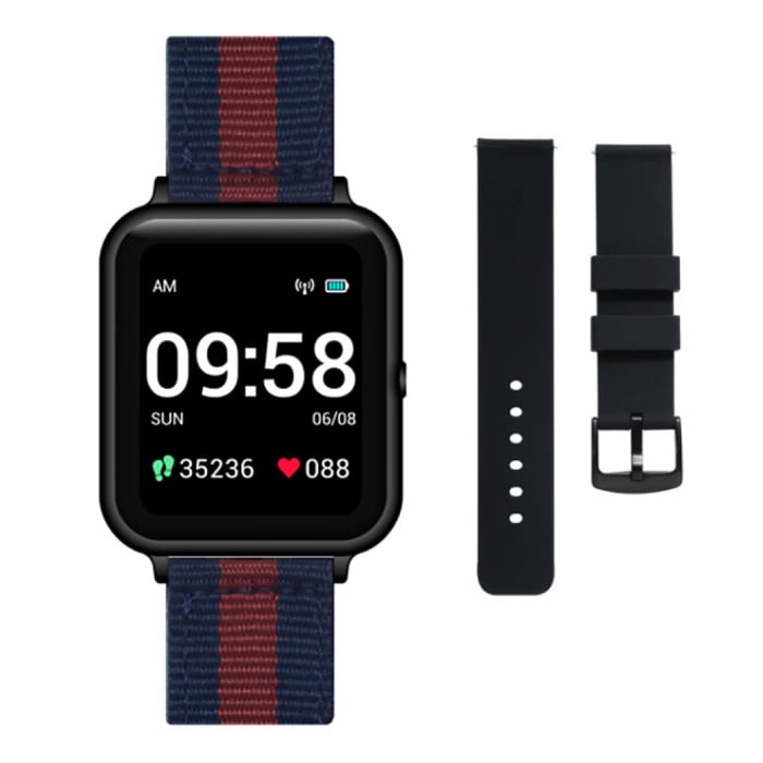 S2 Smartwatch met Extra Bandje -  Fitness Sport Activity Tracker Silica Gel Horloge Android Blauw-Rood