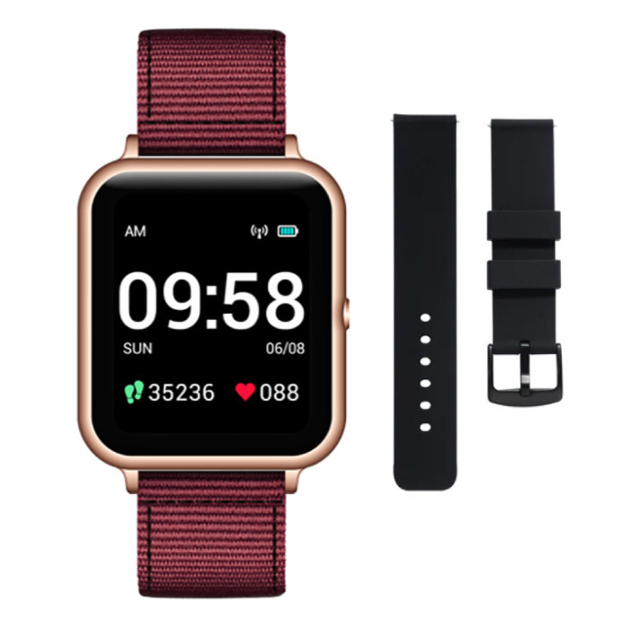 S2 Smartwatch with Extra Strap - Fitness Sport Activity Tracker Silica Gel Watch Android Red