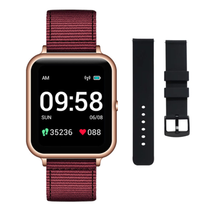 Smartwatch S2 con cinturino extra - Fitness Sport Activity Tracker Orologio in gel di silice Android Rosso