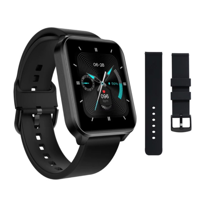 Lenovo Montre intelligente S2 Pro avec sangle supplémentaire - Montre de suivi d'activité sportive et de fitness en gel de silice iOS Android Noir