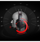 Lenovo Auriculares para juegos HU85 con micrófono - Auriculares con conexión USB con sonido HiFi Auriculares para DJ Negro