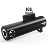 YKSKR Ładowarka iPhone Lightning i rozdzielacz AUX - adapter rozgałęźnika audio do słuchawek Czarny