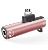 YKSKR Caricabatterie Lightning per iPhone e splitter AUX - Adattatore per splitter audio per cuffie rosa