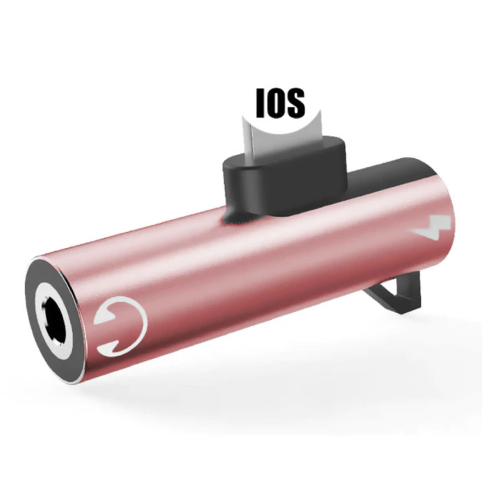 Ładowarka iPhone Lightning i rozdzielacz AUX - Adapter rozgałęźnika audio do słuchawek Różowy