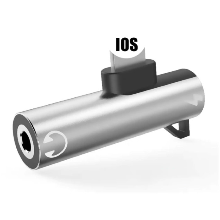 Caricabatterie Lightning per iPhone e Splitter AUX - Adattatore per splitter audio per cuffie Argento
