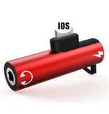 YKSKR Caricabatterie Lightning per iPhone e splitter AUX - Adattatore splitter audio per cuffie rosso