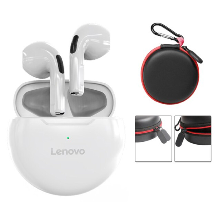 Lenovo HT38 Draadloze Oortjes met Opbergtasje - Touch Control Oordopjes TWS Bluetooth 5.0 Earphones Earbuds Oortelefoon Wit