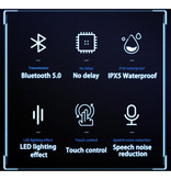 Lenovo Auriculares inalámbricos para juegos XG01 con bolsa de almacenamiento - Auriculares táctiles inteligentes TWS Auriculares Bluetooth 5.0 Auriculares Auriculares Plata