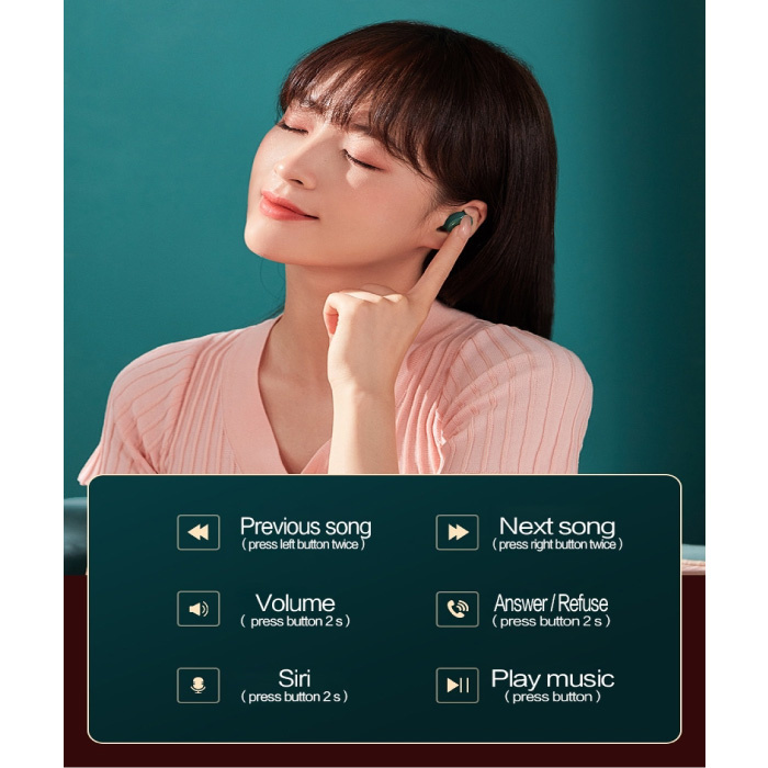 Lenovo Écouteurs sans fil HT18 avec pochette de rangement et microphone intégré - Écouteurs ANC à commande tactile Écouteurs TWS Bluetooth 5.0 Écouteurs noirs