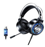 Lenovo Auriculares para juegos H401 con sonido envolvente 7.1 - Conexión USB Auriculares con micrófono Auriculares para DJ Negro