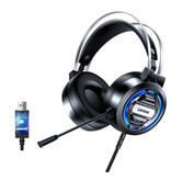 Lenovo Słuchawki dla graczy H401 z dźwiękiem przestrzennym 7.1 - Zestaw słuchawkowy USB z mikrofonem Słuchawki DJ Czarne