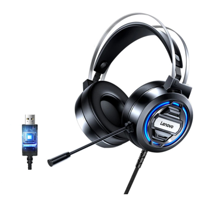 H401 Gaming-Kopfhörer mit 7.1-Surround-Sound - USB-Anschluss-Headset mit Mikrofon DJ-Kopfhörer Schwarz