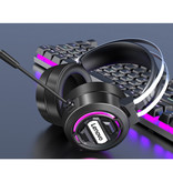 Lenovo Słuchawki dla graczy H401 z dźwiękiem przestrzennym 7.1 - Zestaw słuchawkowy USB z mikrofonem Słuchawki DJ Czarne