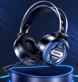 Lenovo H401 Gaming Headphones with USB and AUX Connection - Headset with Microphone DJ Headphones Black