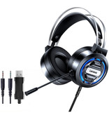 Lenovo Auriculares para juegos H401 con conexión USB y AUX - Auriculares con micrófono Auriculares para DJ Negro