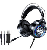 Lenovo Casque de jeu H401 avec connexion USB et AUX - Casque avec microphone Casque DJ Noir