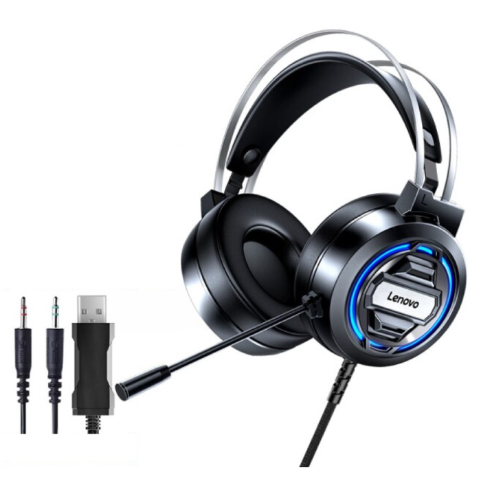 Auriculares para juegos H401 con conexión USB y AUX - Auriculares con micrófono Auriculares para DJ Negro