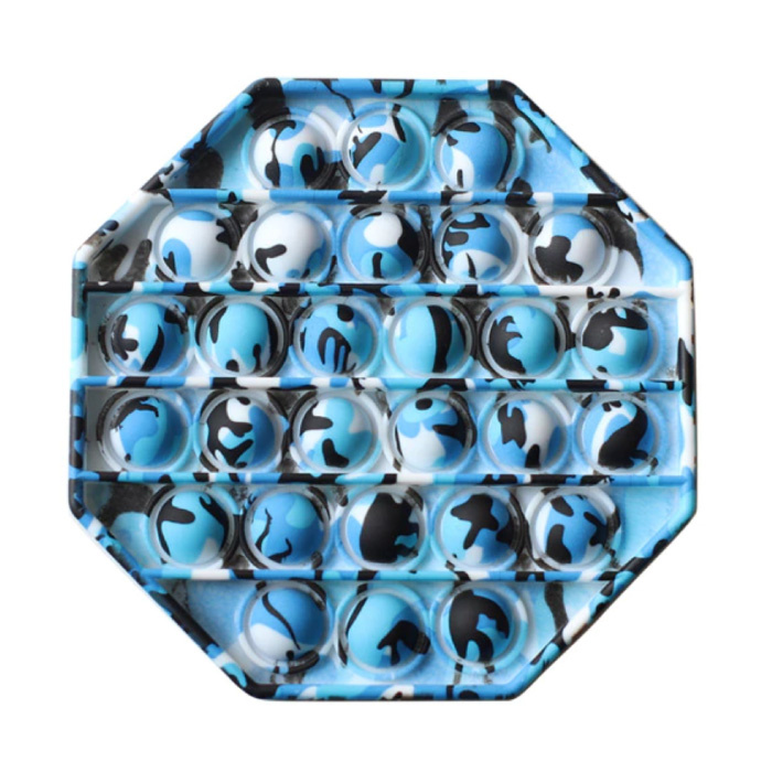 Pop It - Fidget Anti Stress Toy Bubble Toy Silicone Octogone Bleu