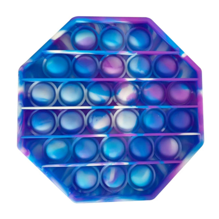 Pop It - Giocattolo antistress lavato Fidget Bubble Toy Ottagono in silicone blu-viola